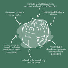 Carregar imagem no visualizador da galeria, Eco by Naty Pañales Bebé Pants - Pañales braguita hipoalergénicos y sin productos químicos, absorbentes y ecológicos para niños y niñas (Talla 6 - 18 unidades)
