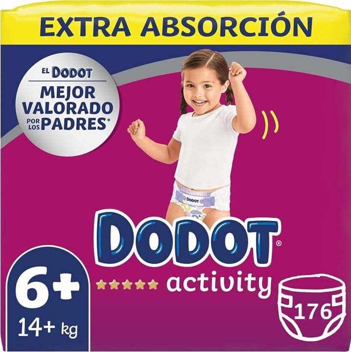 DODOT Dodot Pack 4 x 44 Pañales Activity Extra T6+ 4 x 44 con Máxima Absorción y Ajuste, 176 Unidades