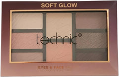 Technic Soft Glow Eyes & Face Palette - Multifunctional Vegan Palette with 8 Colors of Eyeshadows, Highlighters, Blush and Bronzers for Eyes and Face, 29g 