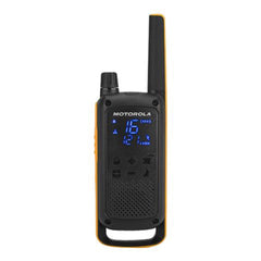 T82 Extreme Quad Set, Walkie Talkie Talkabout, Radio portátil de 4 Unidades, UHF, Negro y Amarillo, Alcance de Hasta 10km, Emparejamiento Fácil, Linterna LED