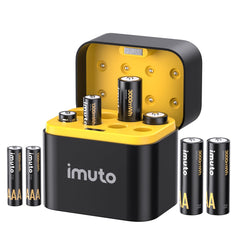 imuto 8 Piezas Pilas Recargables AA/AAA,Batería AA AAA 3000/1300 mWh 1.5V Litio Alta Capacidad más de 1600 ciclos con Carga rápida Negra Cargador de Pantalla LED