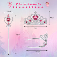 Upload image to gallery viewer, URAQT Disfraz Princesa Niña, Disfraces Princesas Disney Niña con Varita Mágica y Corona, Disfraz Halloween Niña 4 Años para Cumpleaños Halloween Fiesta Durmiente Princesa Traje Cosplay, 100cm
