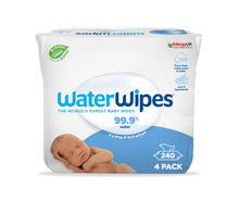 Carregar imagem no visualizador da galeria, WaterWipes Toallitas húmedas Originales para Bebés, Sin Plástico, 240 unidades (Paquete de 4), 99,9% Base de Agua, y Sin Perfume para Pieles Sensibles
