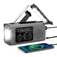 Am/FM/NOAA Emergencys Radio con Solar Recargable Radio De Dinamo, Linterna LED, Alarma SOS Y Dinamo De Manivela, Equipo De Emergencia para Camping para Viajes Largos Viajes por Carretera
