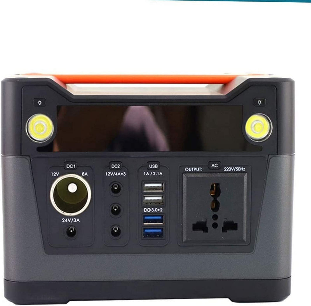 HTDRE Generador portátil para Exteriores de 300 WH, estación de energía de Emergencia con inversor de CC y CA, Carga Mediante Panel Solar y Toma de Corriente para Camping.