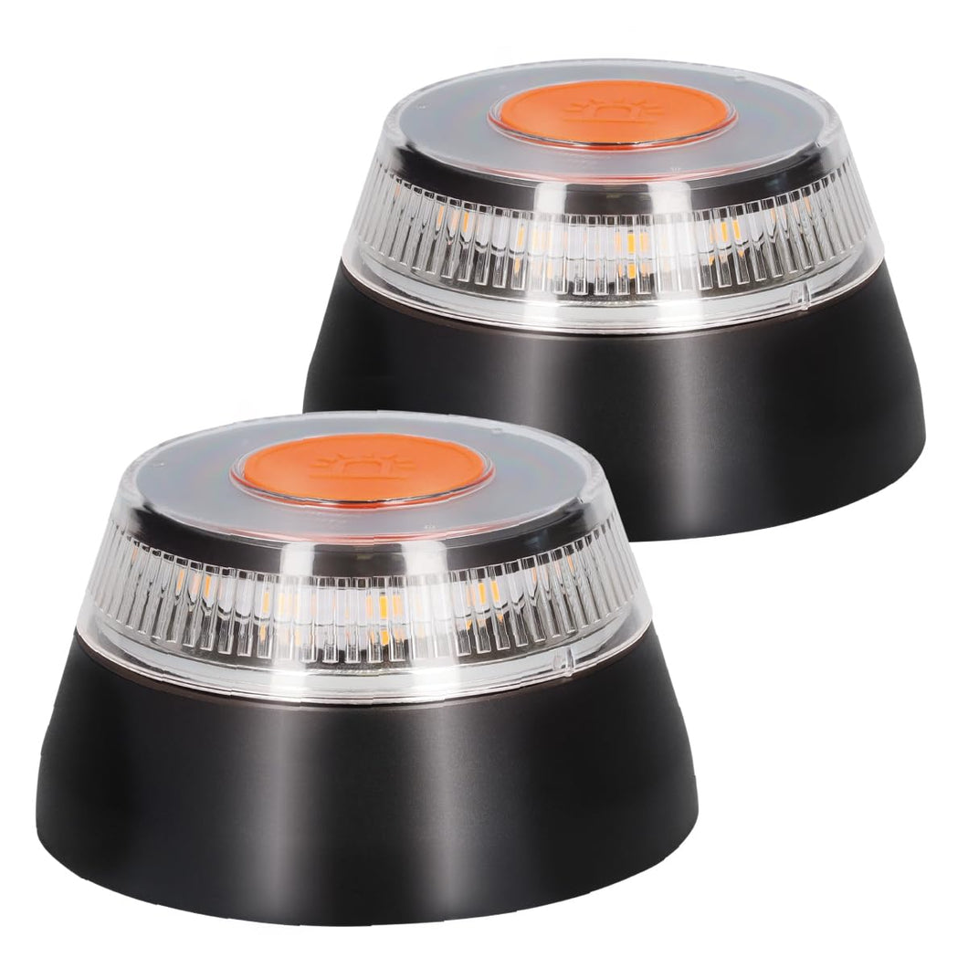 PMK GRUPO Luz Emergencia Coche Homologado DGT con Geolocalización | Luz avería coche [Visibilidad 1 Km] Baliza V16 con GPS y Base Imantada - 2 Unidades