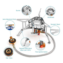 Carregar imagem no visualizador da galeria, Awroutdoor Estufa de Camping, 3500W Mini Estufa Plegable de Acero con Encendido piezoeléctrico, Mini Estufa de Gas Ultraligera y Duradera/Picnic/mochilero/Senderismo
