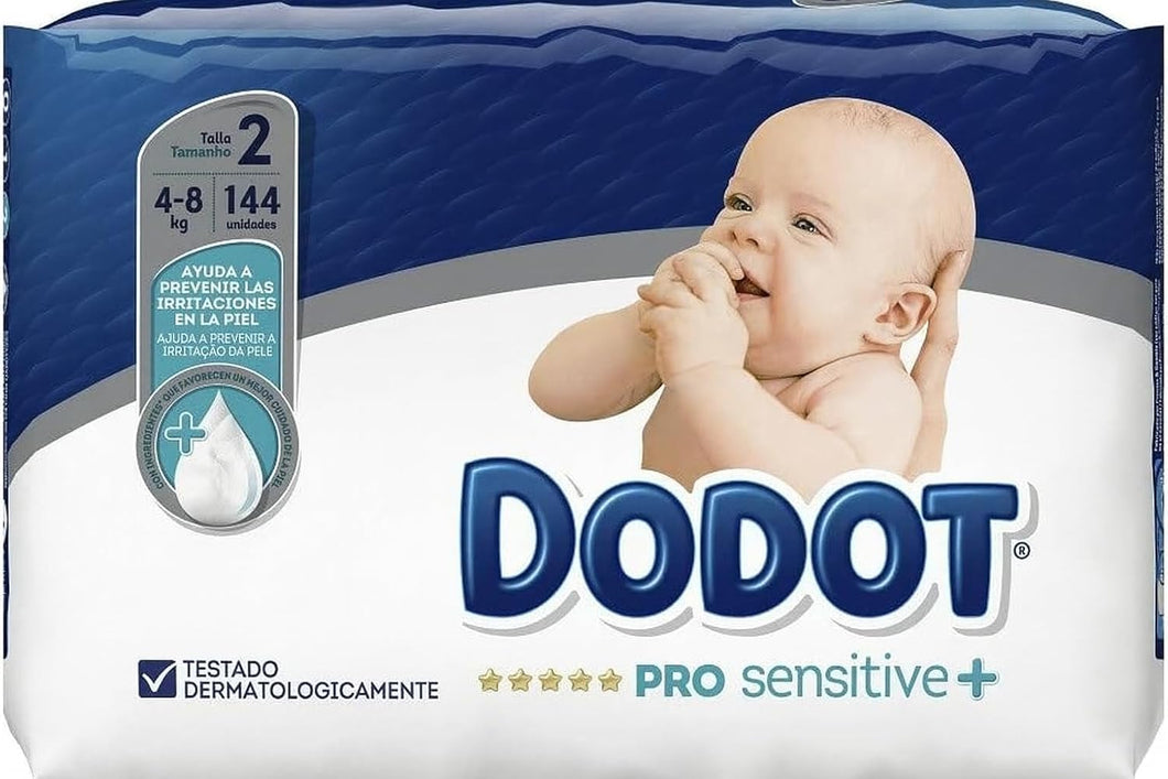 Fraldas Dodot PRO Sensitive+ para Bebê Tamanho 2 (4-8 kg), 36 unidades, Ajuda a prevenir irritações, Pele sensível, Alta absorção, Indicador de umidade, Dermatologicamente testadas