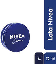 Carregar imagem no visualizador da galeria, NIVEA Creme 4 X 75 ml, creme hidratante corporal e facial para toda a família, creme universal para uma pele macia e hidratada, creme multiusos
