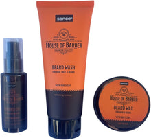 Carregar imagem no visualizador da galeria, Kit de cuidados para barba e cabelo com champô, óleo e cera 3 peças
