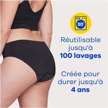 Charger l'image dans la galerie, Always Cuecas mensstrual lavável, S, 38-40, 1 calcinhas de regras, hipster preto, fluxo moderado a abundante, reutilizável até 100 lavagens, pequenas, até 12 horas de proteção
