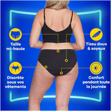 Carregar imagem no visualizador da galeria, Always – Cuecas Menstrual Hipster lavável, XL, 44-46, 1 roupa interior para réguas, preto, fluxo médio a abundante, reutilizável até 100 lavagens, até 12 horas de proteção
