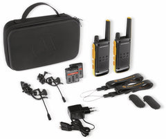 Motorola Talkabout T82 Extrem - Walki-Talkis, Alcance hasta 10 Km, Pantalla Oculta, Linterna LED, color Negro y Amarillo