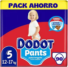 Laden Sie das Bild in den Galerie-Viewer.Dodot Pants para bebés fraldas, tamanho 5, 12-17 kg, 90 fraldas, fraldas-cuecas com ajuste 360° anti-fugas, pack mensal
