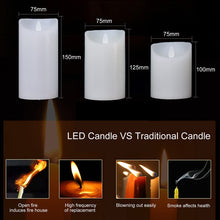 Carregar imagem no visualizador da galeria, ILEEDear Velas LED, Velas led efecto llama, Pack de 3 Velas Electricas de Cera Reales con Mando a Distancia y Temporizador Velas Decorativas de pilas para Decoración, Bodas, Navidad
