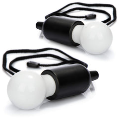 com-four® 2x Lámpara colgante LED con interruptor de extracción - Lámpara colgante inalámbrica - Bombilla que funciona con batería (02 piezas - cordón - negro)