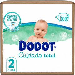 Dodot Pañales Bebé Cuidado Total, Talla 2 (4-8 kg), 100 Pañales, Pack Mensual