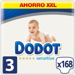Dodot Sensitive Tamanho 3 absorção (6-10 kg), Megapack 168 fraldas