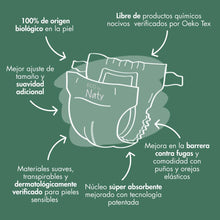 Carregar imagem no visualizador da galeria, Eco by Naty Pañales Bebé - Pañales ecológicos a base de plantas, ideales para la piel sensible del bebé y ayuda a evitar las fugas (Talla 1, 100 unidades)
