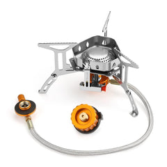 Awroutdoor Estufa de Camping, 3500W Mini Estufa Plegable de Acero con Encendido piezoeléctrico, Mini Estufa de Gas Ultraligera y Duradera/Picnic/mochilero/Senderismo