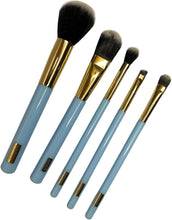 Carregar imagem no visualizador da galeria, Conjunto de pincéis de maquiagem Royal Chic Vegan, 5 peças, cerdas sintéticas macias, ideal para base, sombras e pós, compacto e portátil
