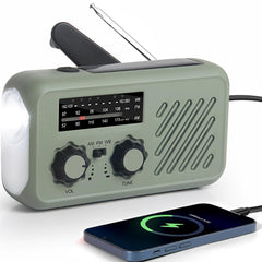 Radio de Emergencia Portátil, FM/Am Emergency Radio con Solar Recargable Radio de Dinamo con Manivela con Linterna LED y Luz de Lectura 2000mAh Powerbank SOS Alarma USB Radio de Camping al Aire Libre