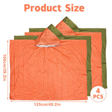 Carregar imagem no visualizador da galeria, Editbar 4 ponchos de emergencia de supervivencia, poncho de lluvia de emergencia, manta de rescate, saco de dormir de emergencia, manta térmica de primeros auxilios, aislamiento y lluvia, adecuado

