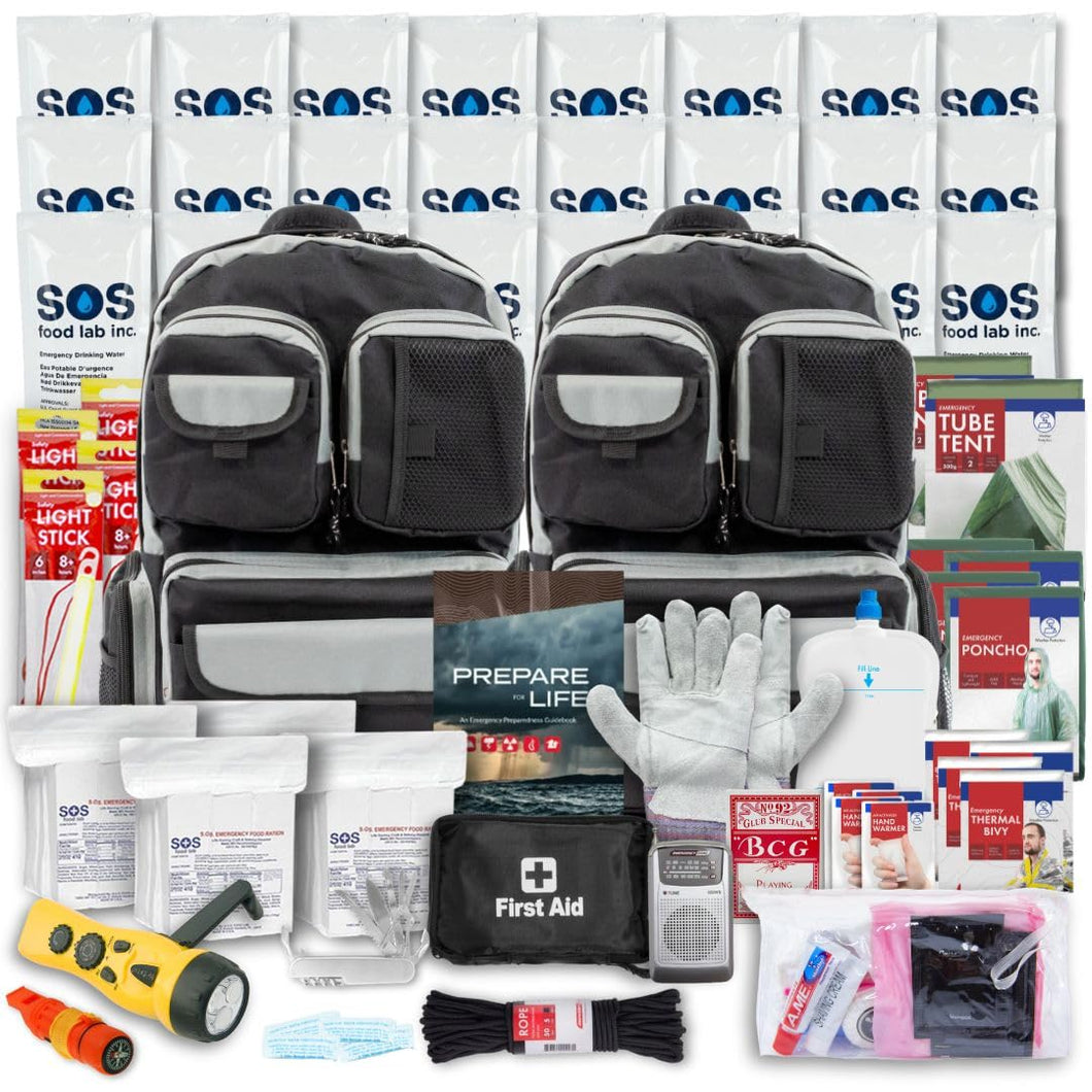 Emergency Zone Urban Survival Bug out Bag - 4 Person | Bugout Backpack Survival Kit w/Emergency Food Supply, Survival Gear and Supplies for Disasters