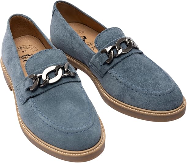 CAPRICE FOOTWEAR Loafer AVA Mujer Mocasines Cuero Crute Auténtico Elegantes Slip-On con Cadena Vogue Comodidad Diaria