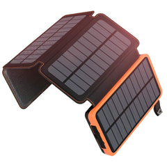 A ADDTOP Cargador Solar 25000mAh Power Bank Portátil con 3 Ports 3A Output Batería Externa Impermeable con 4 Paneles Solar para Smartphones Tabletas