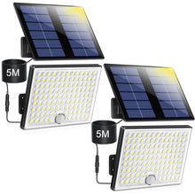 Carregar imagem no visualizador da galeria, Realky Lampara Solar Exterior con Sensor de Movimiento, Foco 113 LEDs 2000mAh 4 Modes, Luz Potente LED para Jardin con Cable de 5 m, 2 piezas
