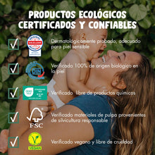 Carregar imagem no visualizador da galeria, Eco by Naty Pañales Bebé - Pañales ecológicos a base de plantas, ideales para la piel sensible del bebé y ayuda a evitar las fugas (Talla 1, 100 unidades)
