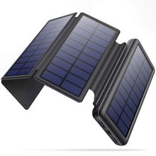 Carregar imagem no visualizador da galeria, iPosible Batería Externa 26800mAh Power Bank con 4 Paneles Solares Impermeables Plegables, 2 Salidas y 3 Entradas Cargador Solar Batería Solar Portátil para iPhone Samsung Huawei Xiaomi etc.
