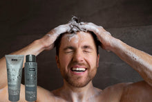 Carregar imagem no visualizador da galeria, Gel Limpiador Facial, Champú y Gel de Ducha 3 en 1 para Hombre, Fórmula Refrescante con Naranja y Cedro, Set de 2 Piezas (150ml + 200ml)
