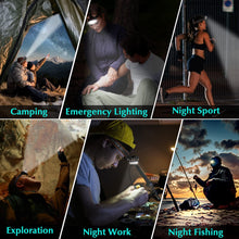 Carregar imagem no visualizador da galeria, DAWINSIE Linterna Frontal LED Recargable, Alta Potencia, Cabeza con 4 Modos, Alcance de 500M, con Impermeable IPX20 para Casco, Pesca, Bicicleta, Camping y Caza
