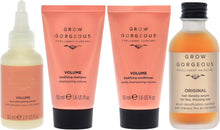 Carregar imagem no visualizador da galeria, Grow Gorgeous Volume Discovery Kit for Unisex 4 Pc Kit 1.7oz Volume Bodifying Shampoo, 1.7oz Volume Bodifying Conditioner, 2oz Volume Root Stimulator Primer, 2oz Hair Density Serum Original
