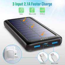 Carregar imagem no visualizador da galeria, Feob Cargador Solar 26800mAh, Power Bank Solar [3 Entradas y 2 Salidas] Batería Externa Solar de Carga Rápida Cargador Movil Portatil con USB C Entrada para iPhone 15/14/13 Pro MAX Samsung etc
