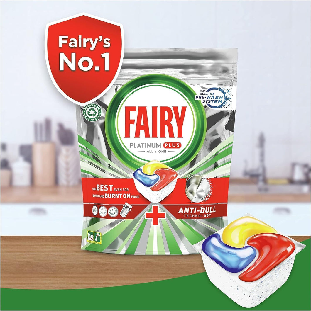 Fairy Platinum Plus All in One, Pastilhas para Lavar Louça, 17 Cápsulas, Limpa Até a Gordura dos Filtros, Aroma Fresco e Limpo