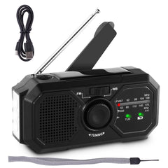 Radio de iluminación de manivela: Linterna LED multifunción, Recarga Solar y dinámica | Radio FM portátil, Cargador de Emergencia USB, Ideal para Acampar, Senderismo, apagones y Supervivencia
