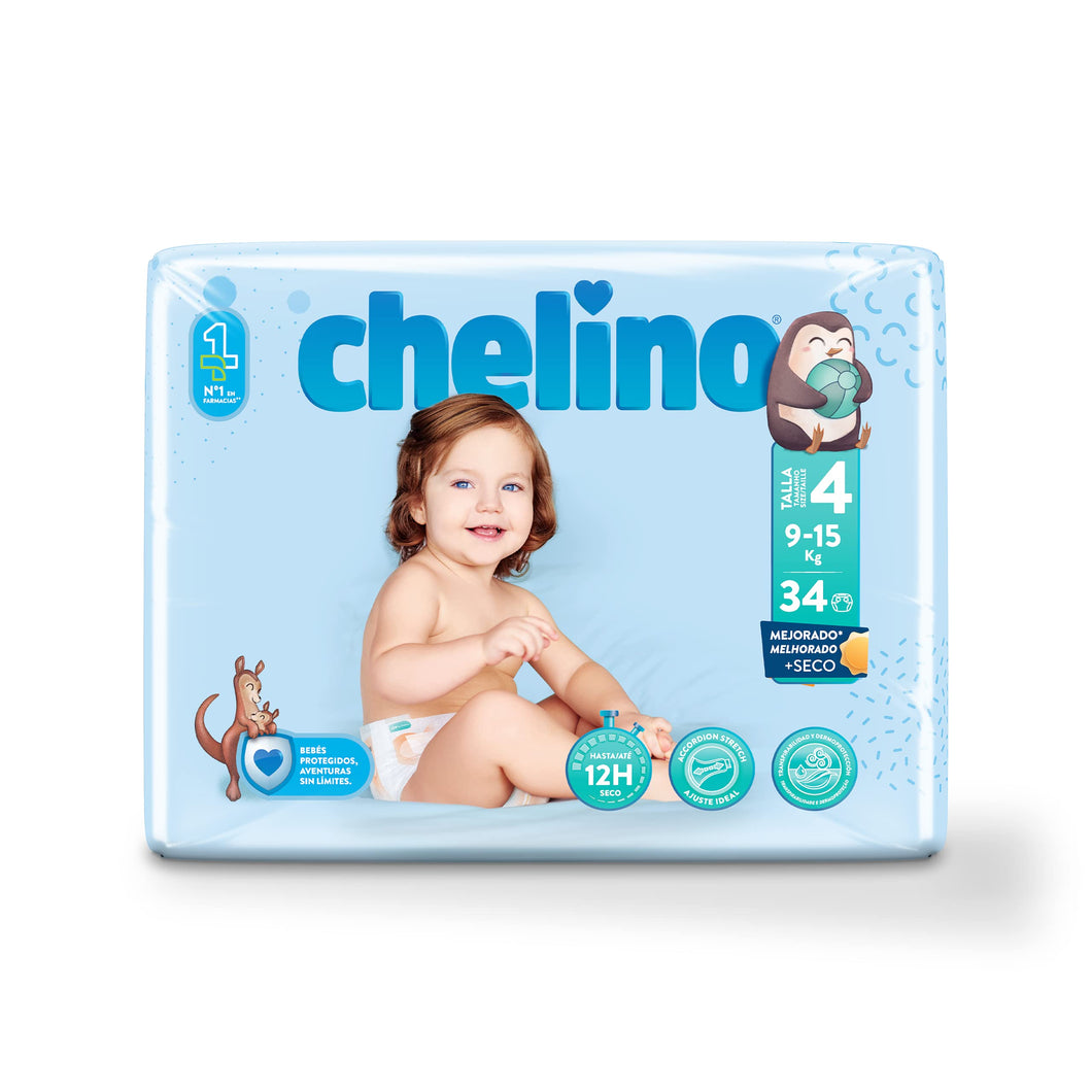 Chelino Fashion & Love Pañales infantiles Talla 4 (9-15 kg), 34 unidades