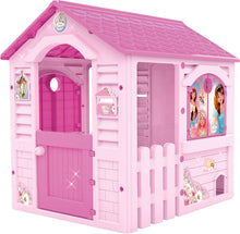 Carregar imagem no visualizador da galeria, Chicos - Casita infantil exterior Pink Princess | Casa infantil adequada para interior e exterior, inclui adesivos para decorar, feita de plástico resistente e durável, rosa (89613)
