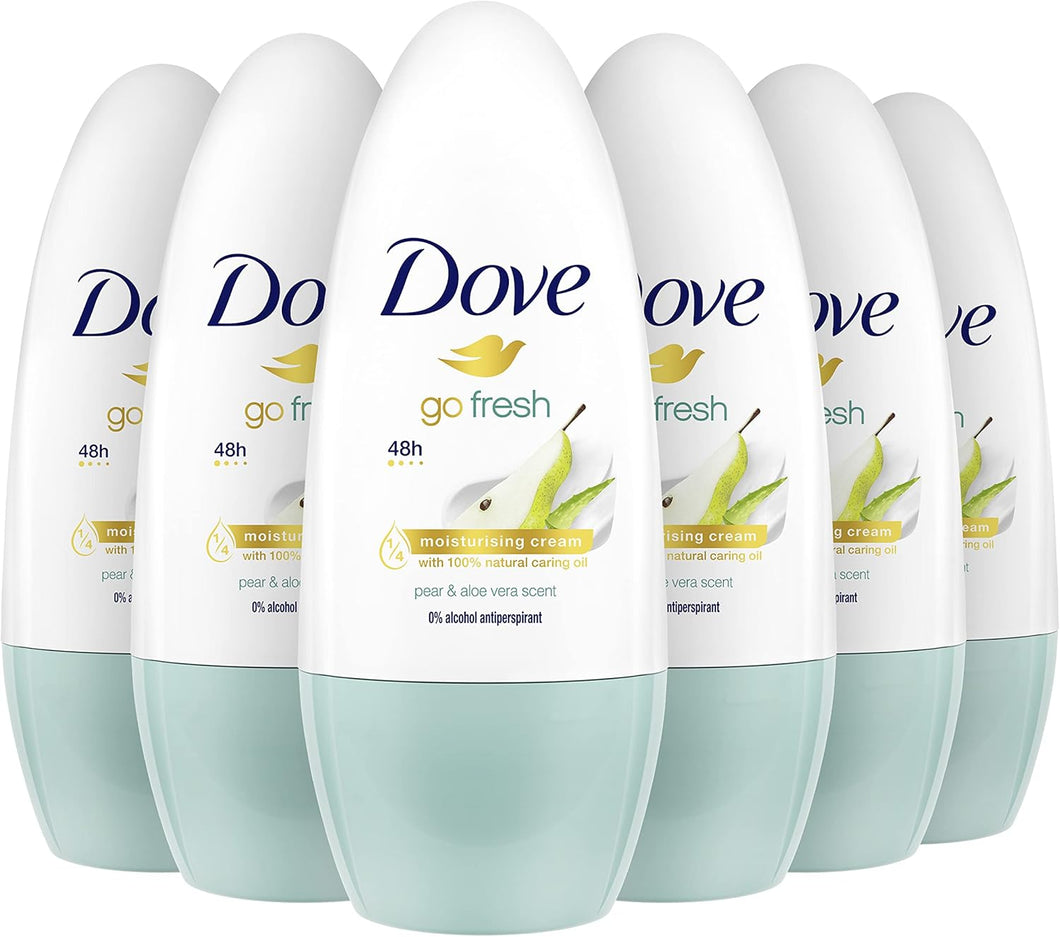 Dove Desodorizante Roll On Mulher Go Fresh, Pear & Aloe vera, 6 x 50 ml