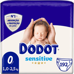 Dodot Sensitive - Fraldas para recém-nascido, tamanho 0 (até 3 kg), 192 fraldas