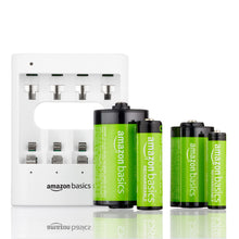 Carregar imagem no visualizador da galeria, Amazon Basics - Paquete de 4 pilas recargables AA NiMH de alta capacidad, 2400 mAh, recargables hasta 400 veces, precargadas
