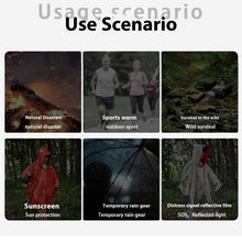 Carregar imagem no visualizador da galeria, Juego de 4 mantas térmicas de emergencia, poncho de lluvia de emergencia, poncho térmico resistente a la intemperie, equipo de supervivencia al aire libre para acampar

