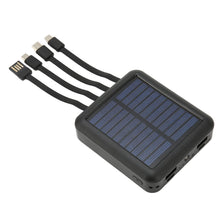 Carregar imagem no visualizador da galeria, Banco de Energía para Teléfono Solar de 20000 MAh, Banco de Energía Solar Portátil a Prueba de Agua con Cable de Carga para Exteriores, 2X USB y USB C, Puerto Micro USB (Negro)
