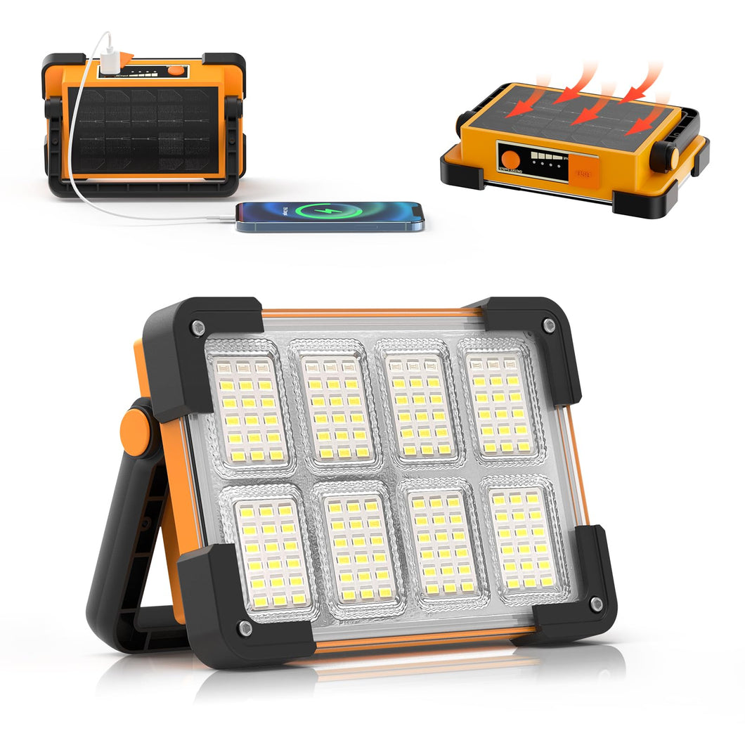Dancingboar Foco LED Recargable Solar, 4 Modos Luz LED Recargable de Exterior, Impermeable Luz de Trabajo Portátil para Camping, Jardín, Pesca, Garaje, Emergencia