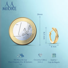 Carregar imagem no visualizador da galeria, Miore Pendientes de aro para mujer con circonitas brillantes en plata de ley 925 y baño de oro amarillo de 18 quilates 750 Pendientes de aro hipoalergénicos con circonitas. Cierre con pasador y broche
