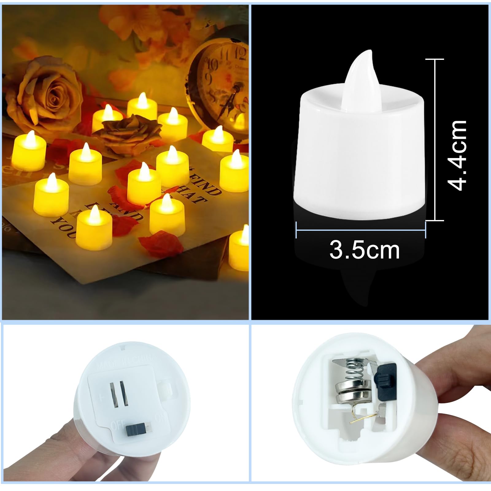 Nutabevr 24 piezas LED Velas Artificiales realistas a Pilas, sin llama pilas incluidas, velas eléctricas con luz parpadeante, para bodas, fiestas, vacaciones, decoración del hogar al aire libre