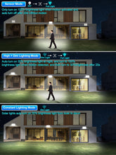 Carregar imagem no visualizador da galeria, SIGRILL Focos Exterior Solares, 172LED Luz Solar Exterior con Sensor de Movimiento 3 Modos, IP65 Lampara Solar con Mando a Distancia, 6000K Luz Solar Exterior Jardin Garajes
